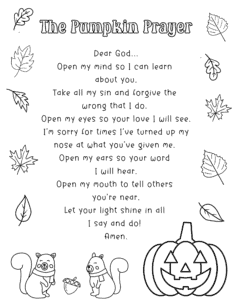 The pumpkin prayer poem bible verses printables