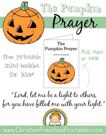 Free pumpkin prayer printables