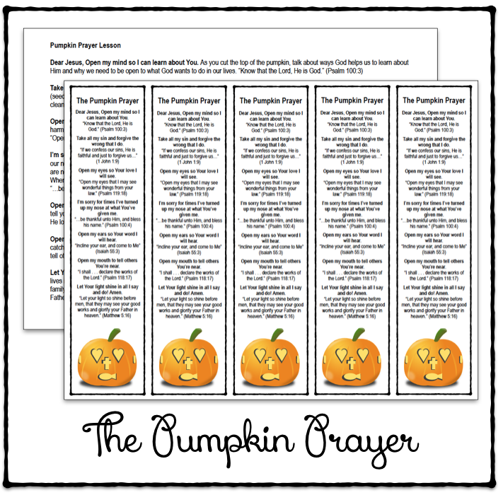 The pumpkin prayer bookmarks and lesson printable half a hundred acre wood