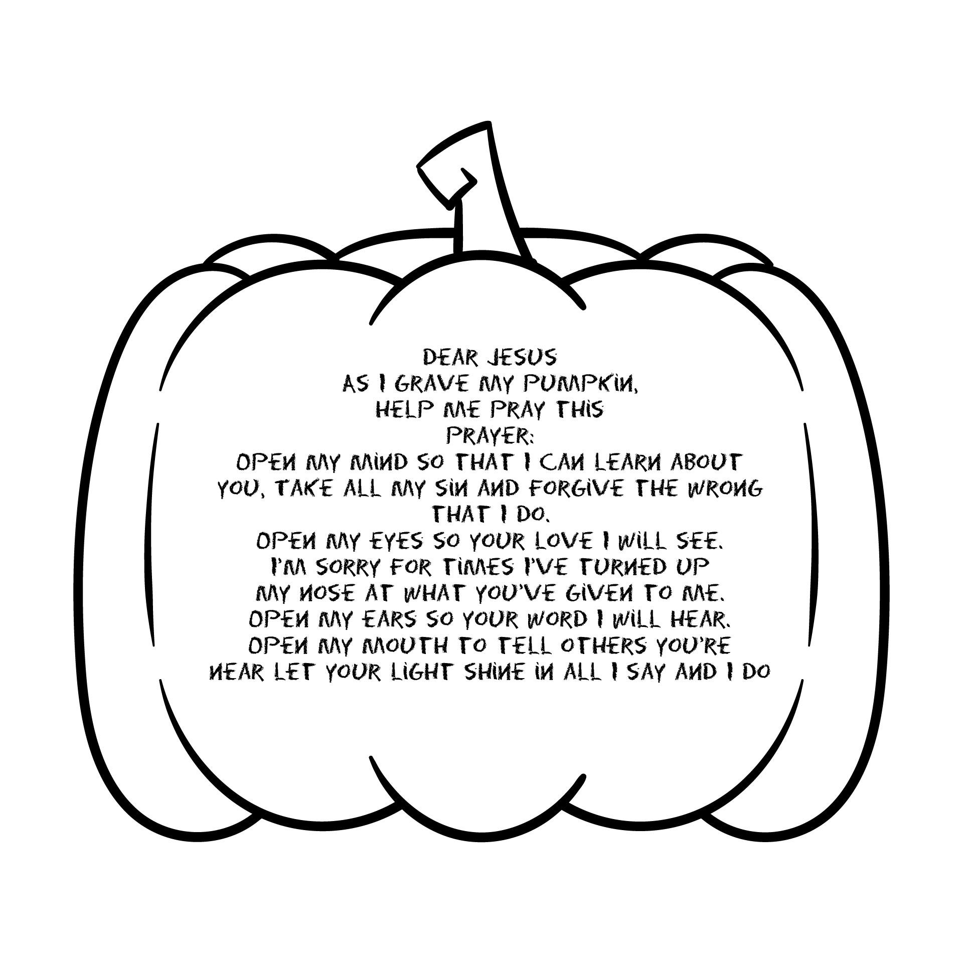 Printable pumpkin prayer coloring page christian halloween christian halloween crafts christian printables