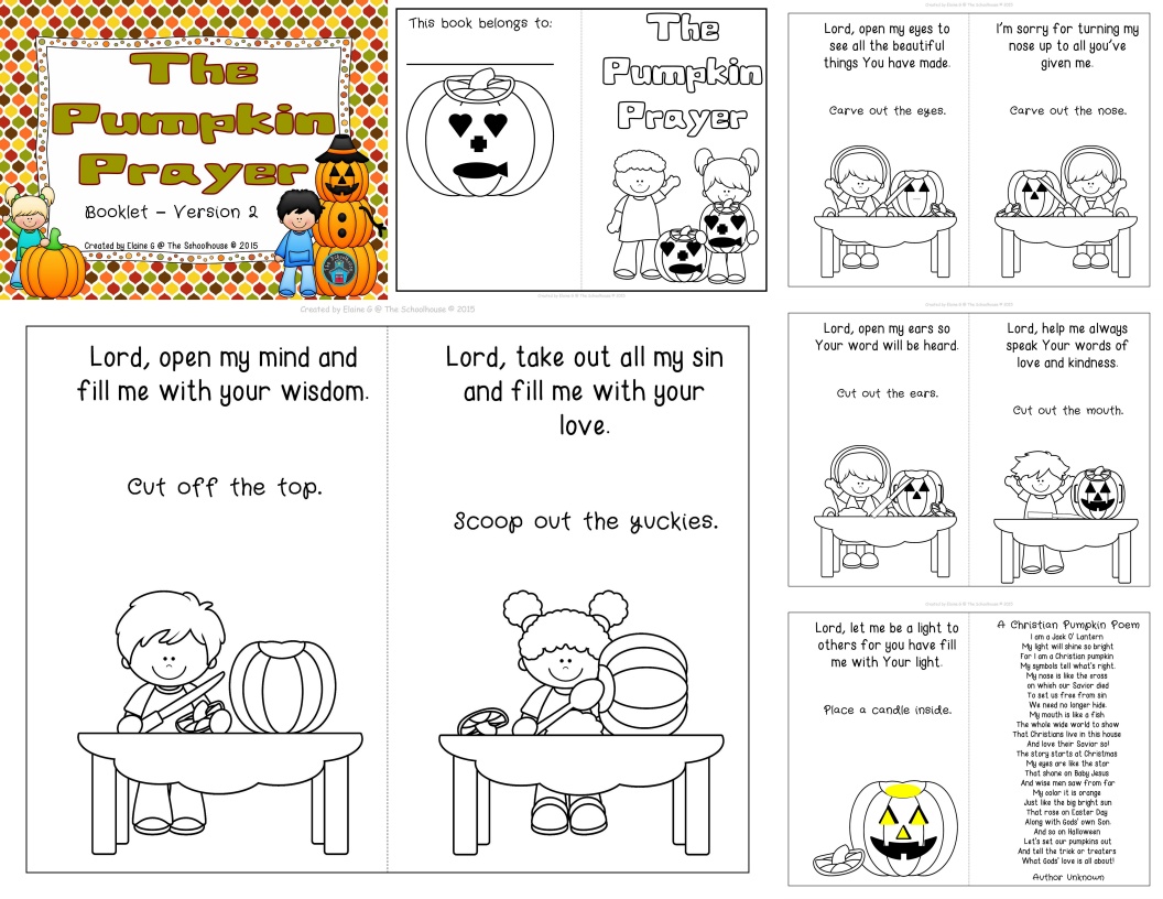 The pumpkin prayer coloring booklets