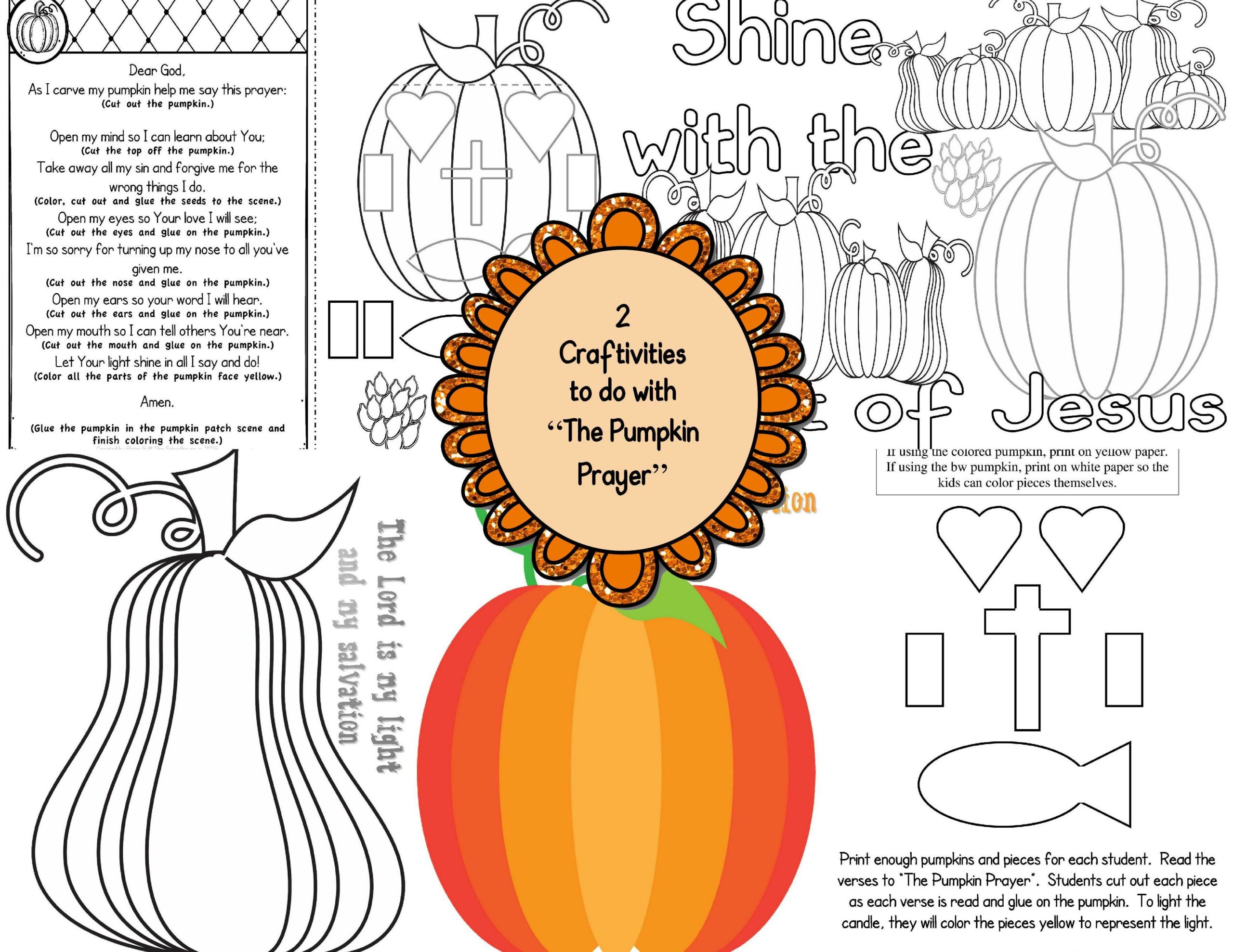 The pumpkin prayer activity pack made by teachers