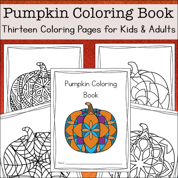 Printable pumpkin coloring book for kids and adults