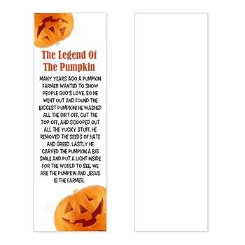 The legend of the pumpkin prayer bookmark christian halloween pumpkin bible tracks alternative halloween hand out for kids easy to read set of bookmark prayer cards orange white and red