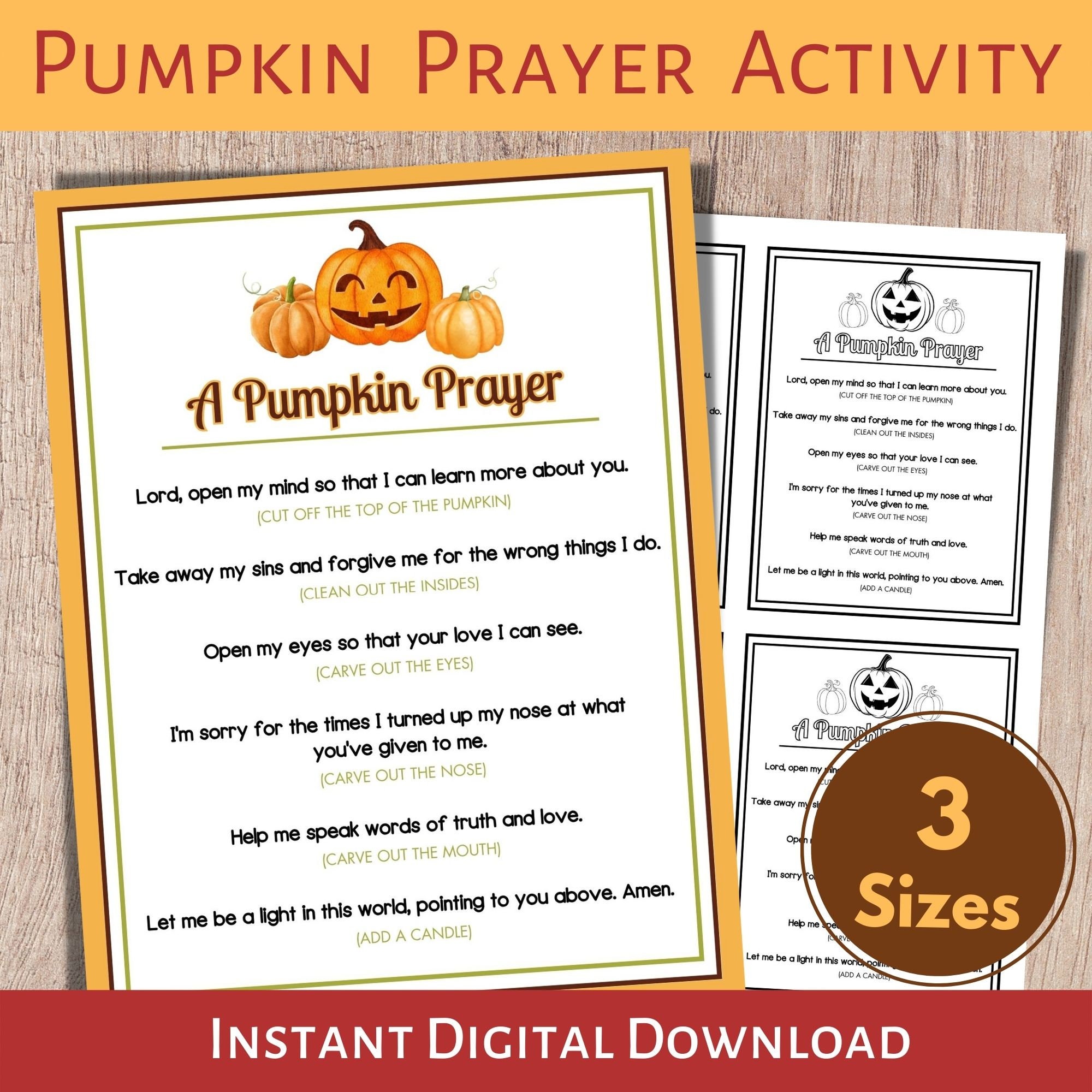 Pumpkin prayer halloween tracts religious halloween pumpkin printable for kids bible lesson for kids religious activity fall craft