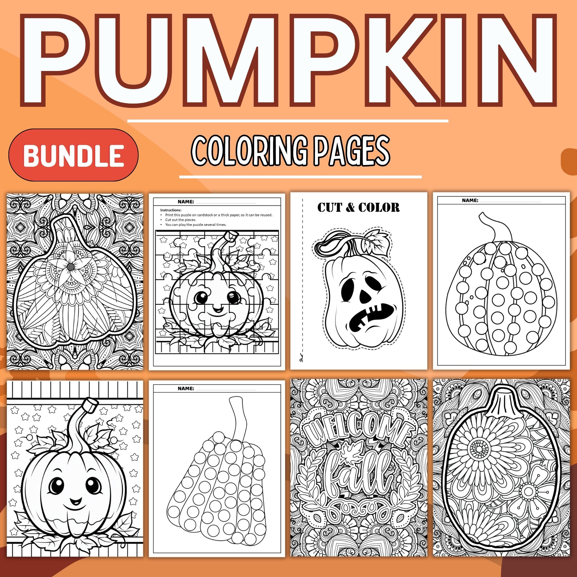 Printable fall pumpkin coloring pages sheets