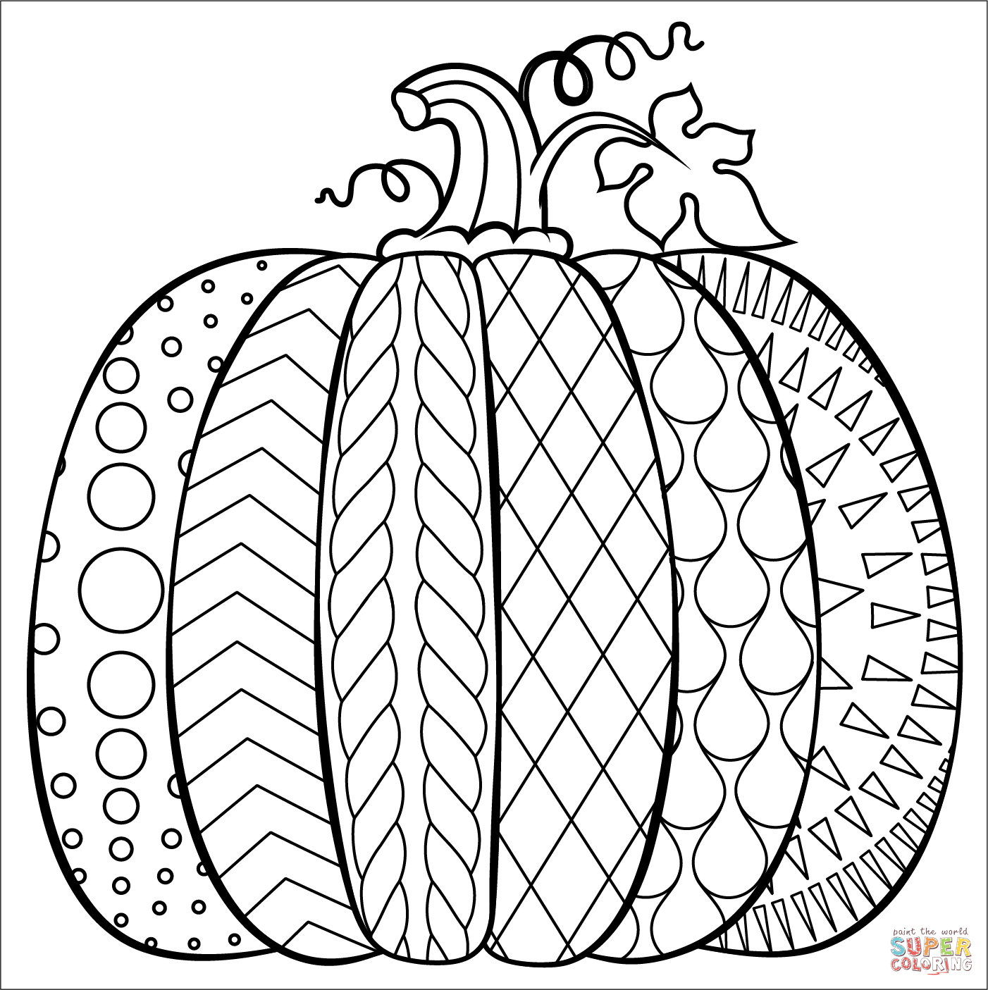 Pumpkin with pattern coloring page free printable coloring pages