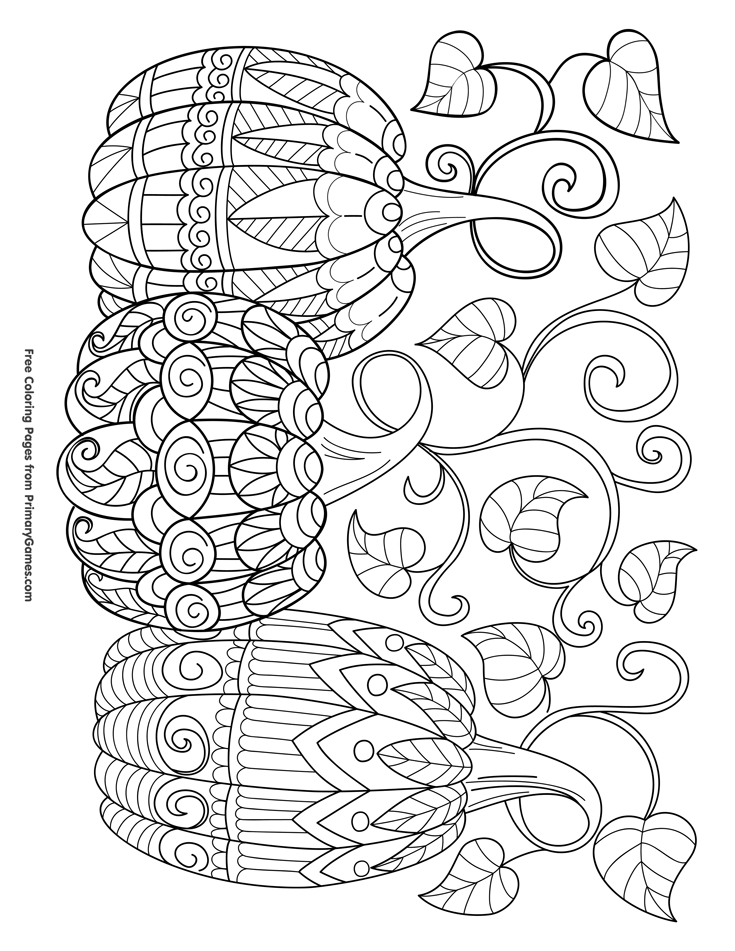 Three pumpkins coloring page â free printable ebook fall coloring pages halloween coloring pages pumpkin coloring pages