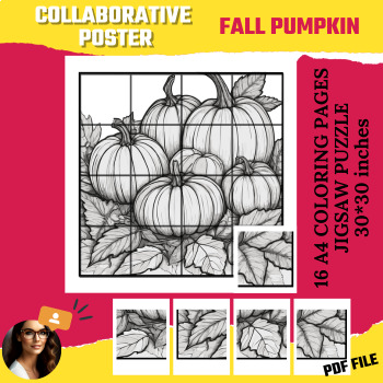 Fall pumpkin collaborative poster jigsaw puzzle art coloring october auatumn