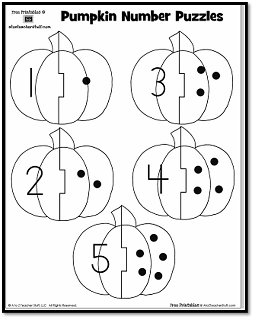 Pumpkin number puzzles a to z teacher stuff printable pages and worksheets