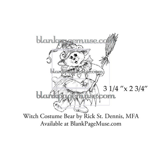 Halloween witch costume bear by rick st dennis art rubber stamp from blank page muse stamps