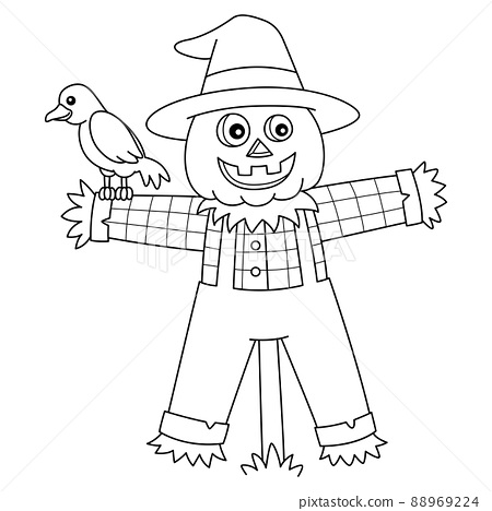 Scarecrow halloween coloring page isolated