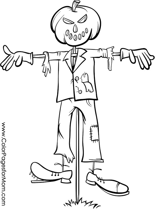 Advanced coloring pages halloween pumpkin scarecrow coloring page