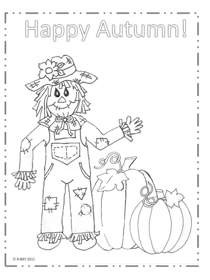 Happy autumn scarecrow coloring page love my big happy family