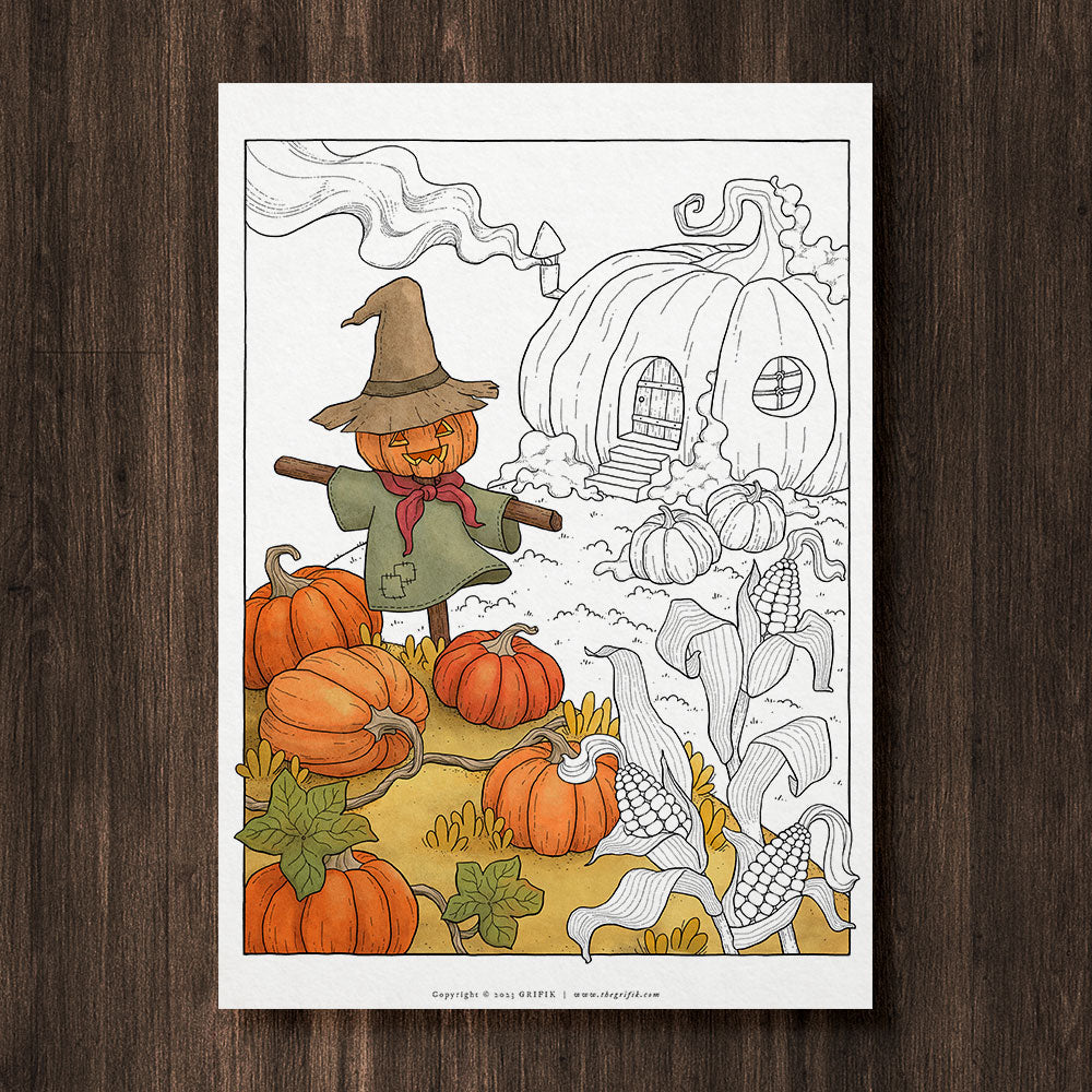 Pumpkin field coloring page â grifik