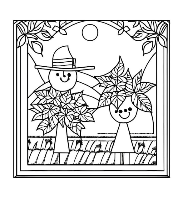Fall pumpkin and scarecrow coloring pages