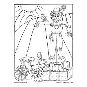 Unlock your artist with autumn scarecrow coloring page