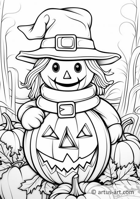 Pumpkin scarecrow coloring page free download artus art