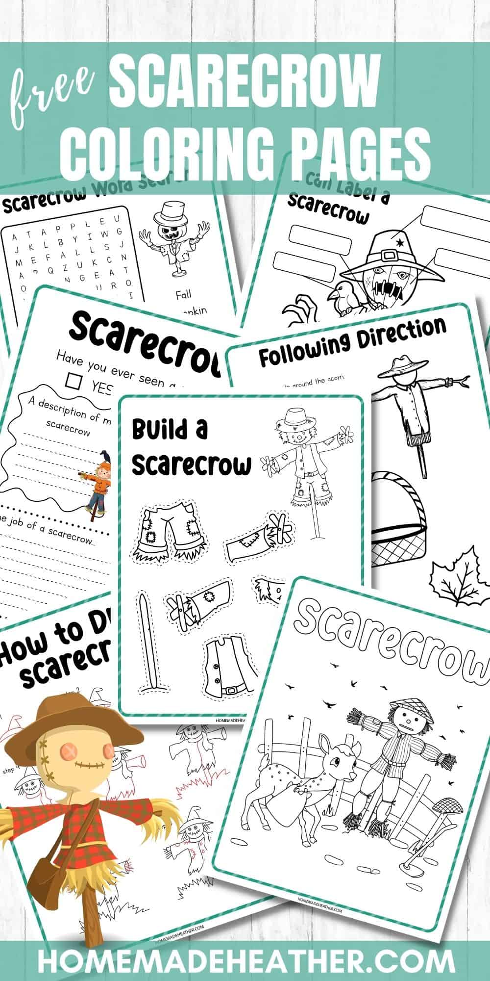 Free printable scarecrow coloring pages homemade heather