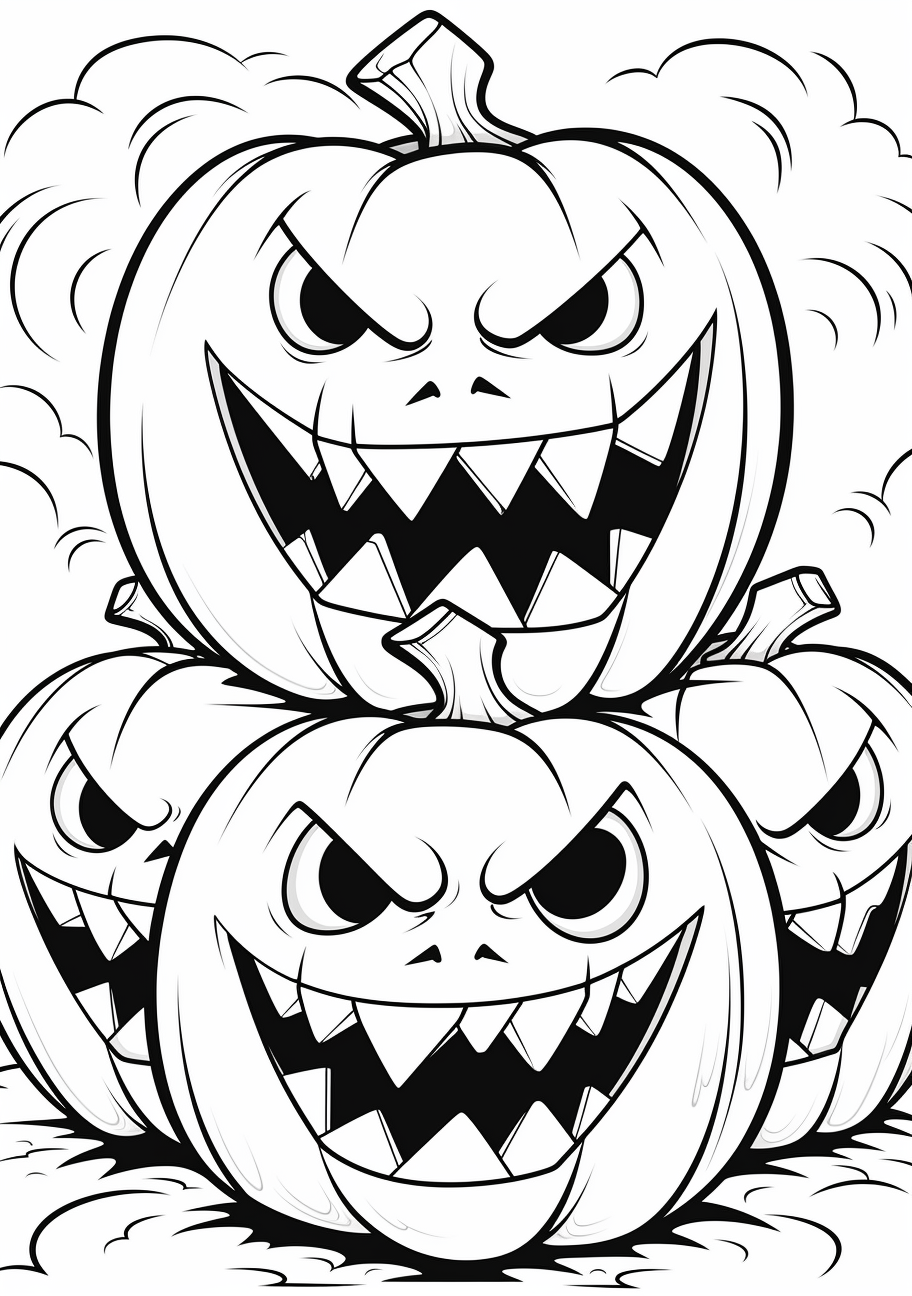 Scary halloween pumpkins trio of