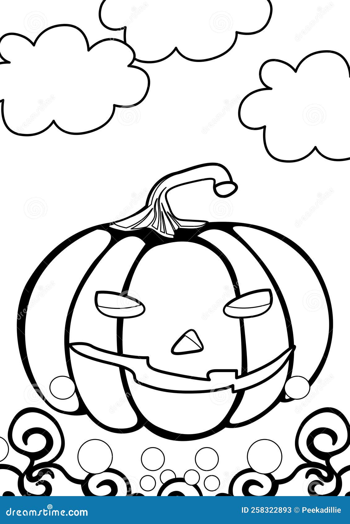 Halloween horror pumpkins coloring pages a for kids and adult stock illustration