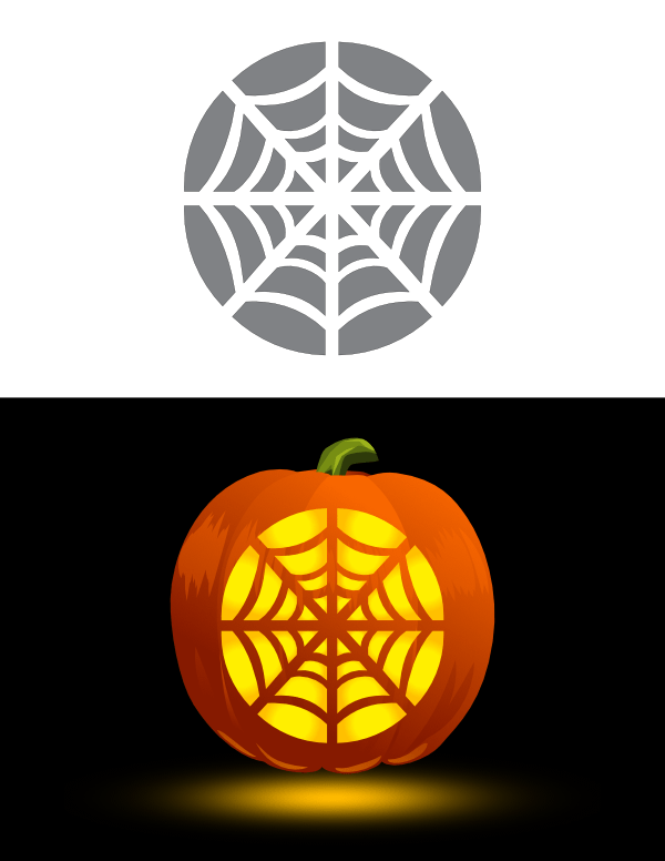 Printable spider web pumpkin stencil