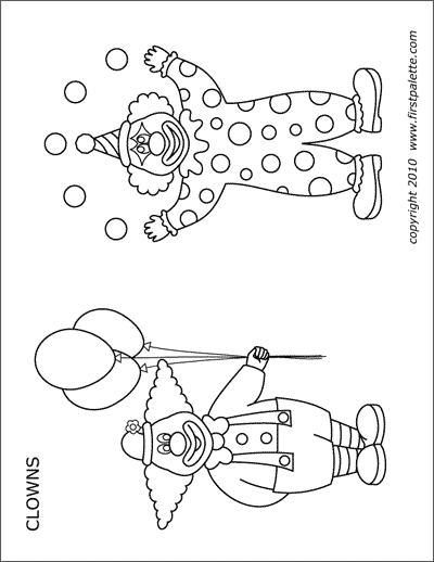 Clowns free printable templates coloring pages