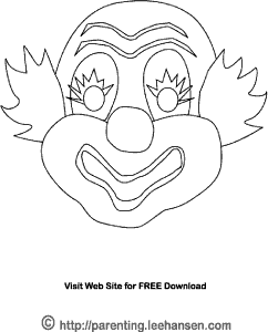 Halloween coloring clown mask craft sheet