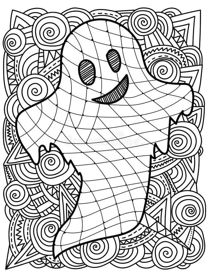 Ghost coloring page for halloween spirit with fantasy patterns for holiday activity stock vector