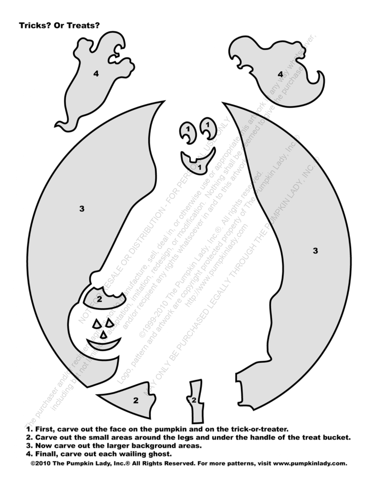 Trick or treaters pumpkin stencil