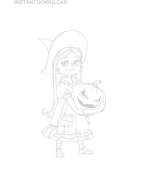 Printable halloween princess coloring page plus bonus instant download digital file x printable