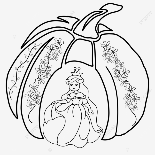 Coloring page princess inside the pumpkin pumpkin drawing ring drawing princess drawing png transparent clipart image and psd file for free download