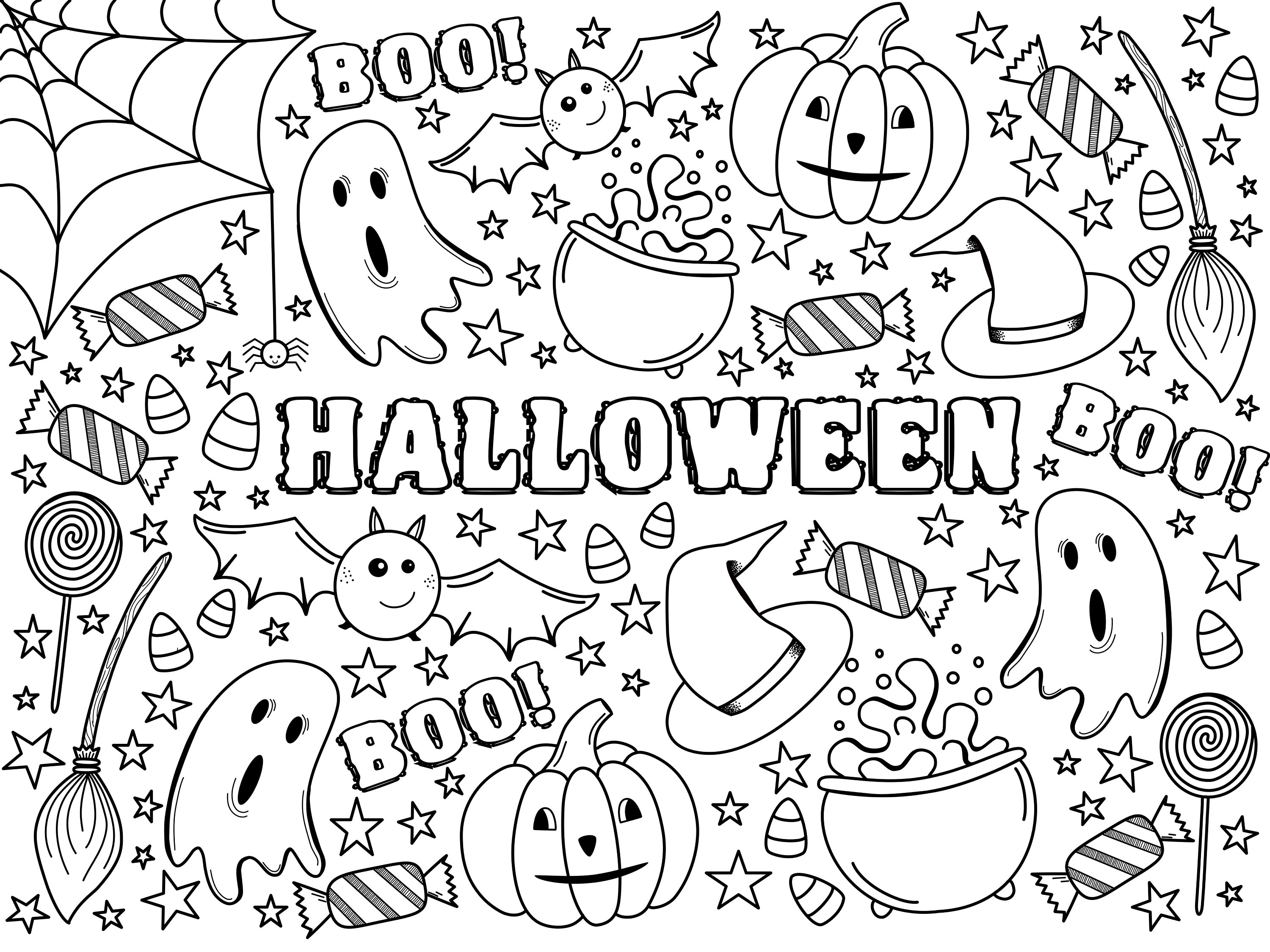 Giant halloween coloring page digital download