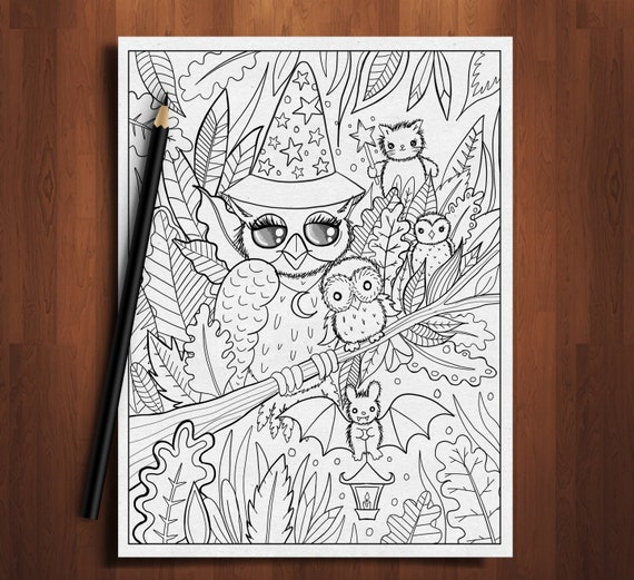 Owl halloween owl coloring pagehalloween coloring page halloween fun halloween witch whimsical coloring page halloween coloring page