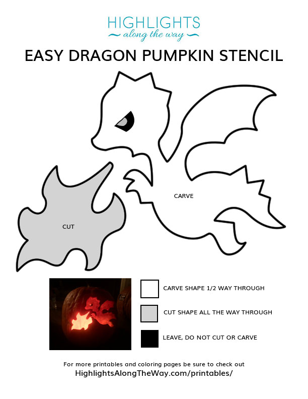 Free printable dragon pumpkin stencil