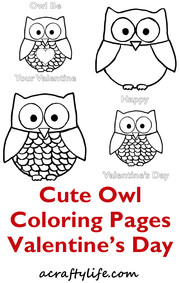 Owl valentines coloring page free pdf