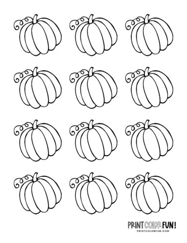 Small pumpkin printables to cut color craft for autumn fun in several tiny sizes at