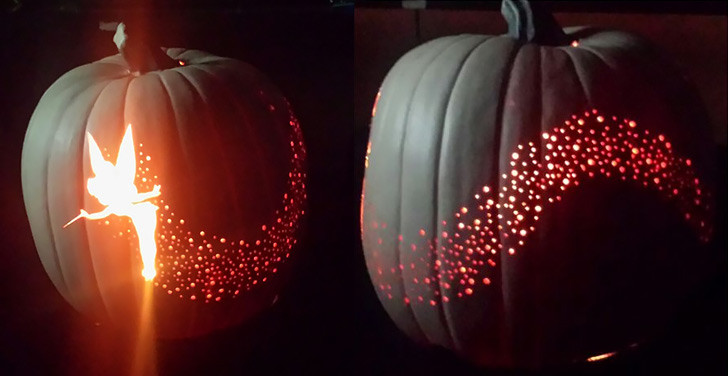 Pixie pumpkin carving a tinkerbell jack