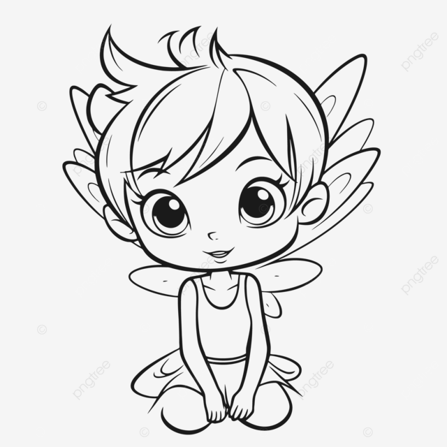 Cute little fairy coloring page outline sketch drawing vector wing drawing fairy drawing ring drawing png and vector with transparent background for free download