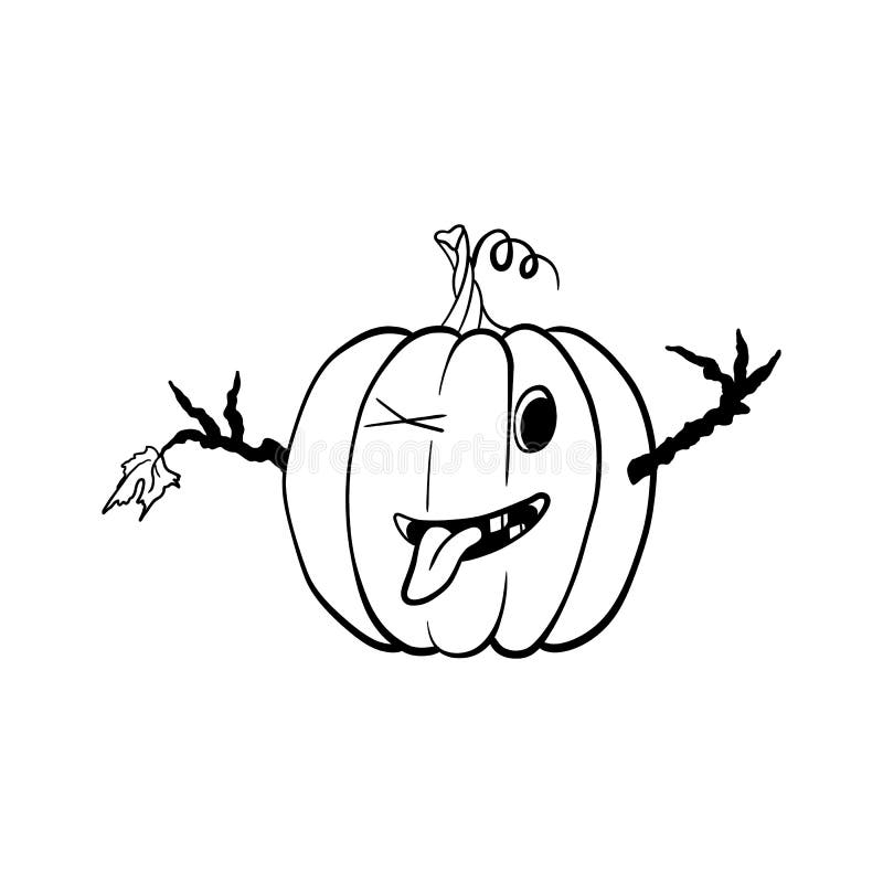 Funny pumpkin shows tongue stock illustration