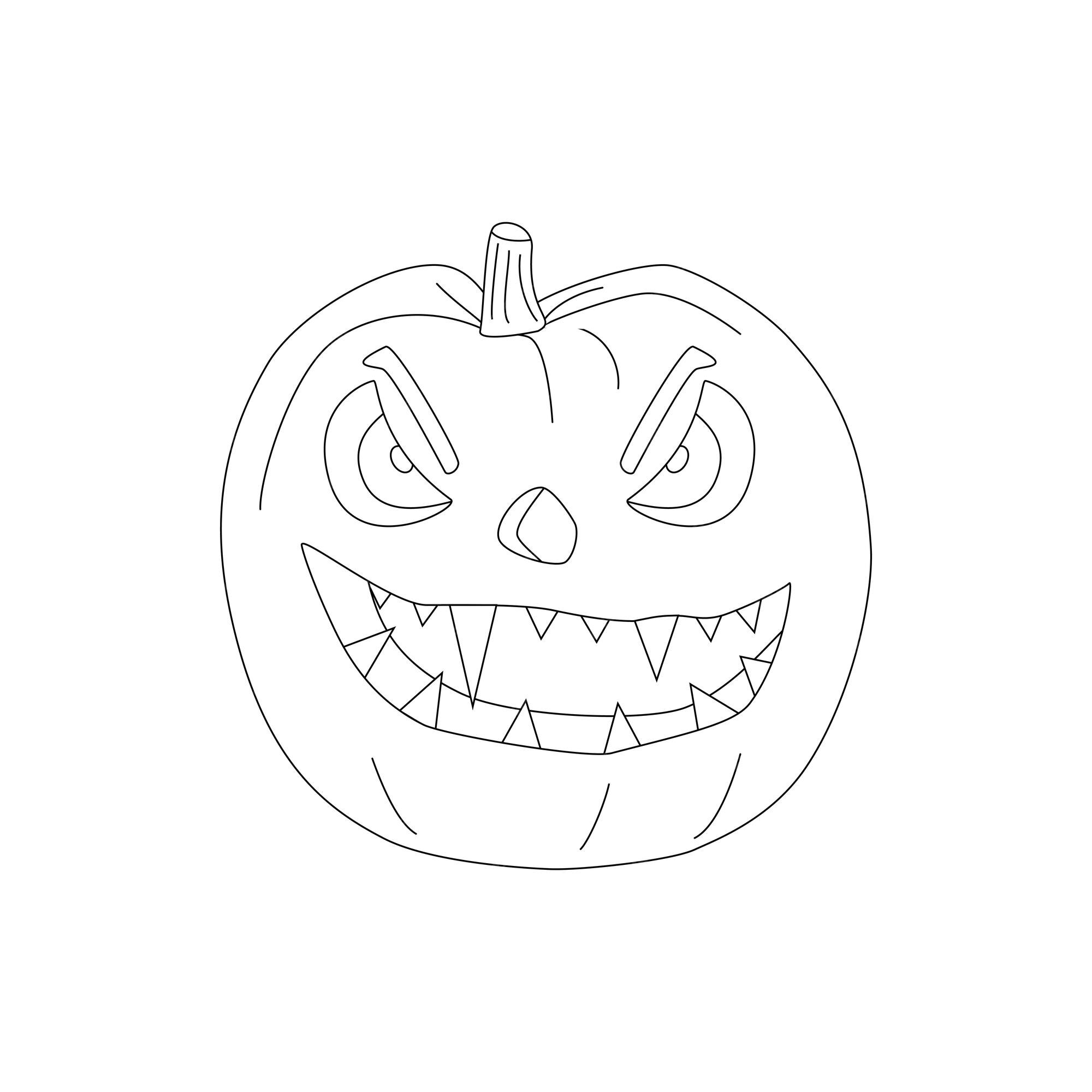 Premium vector halloween pumpkins autumn holiday pumpkin with carved smile horns and tongue