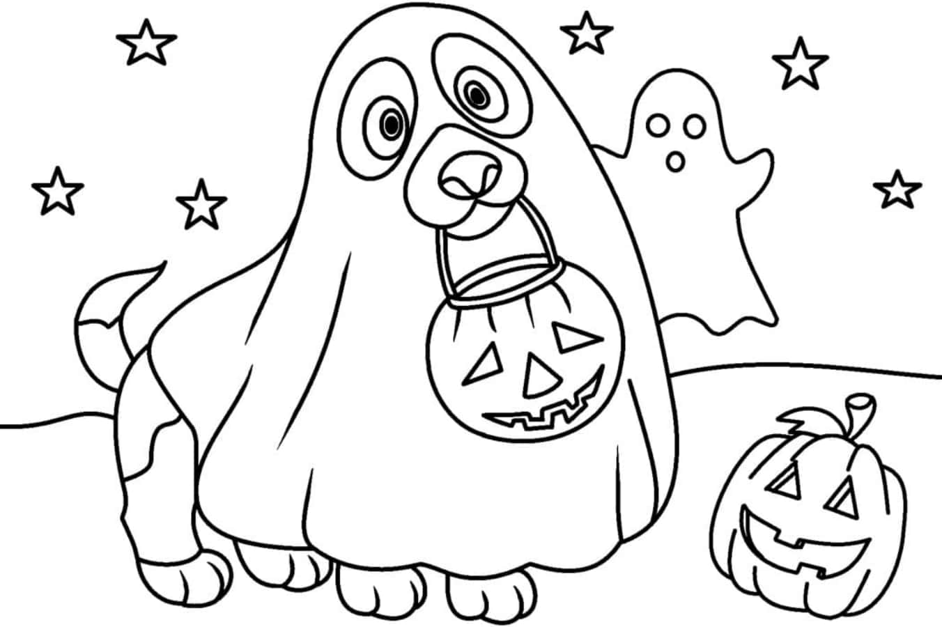 Download halloween dog coloring page picture