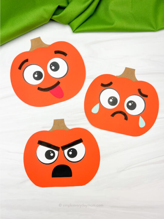 Pumpkin emotions craft for kids free template