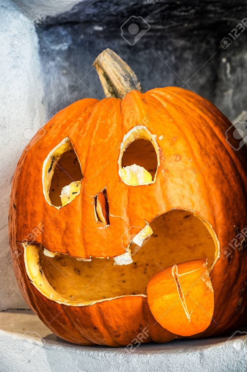 Halloween pumpkin with tongue