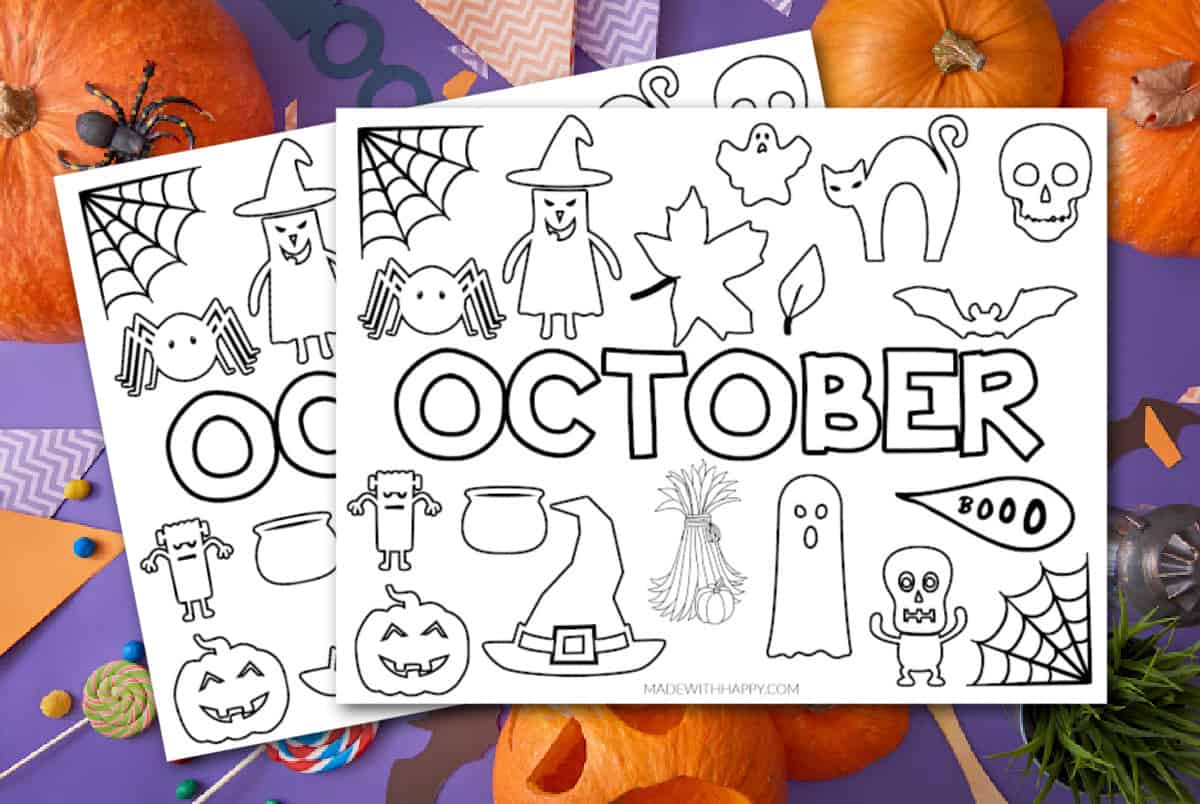 Free printable october coloring page