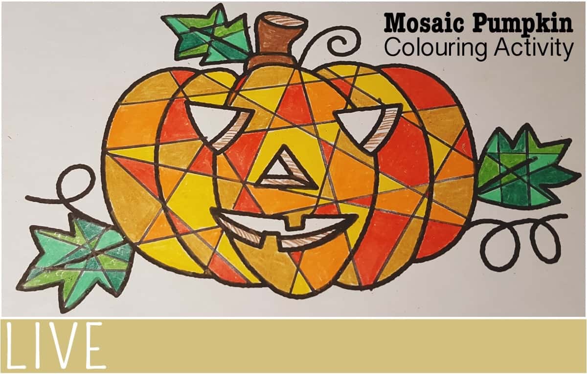 Mosaic pumpkin colouring activity