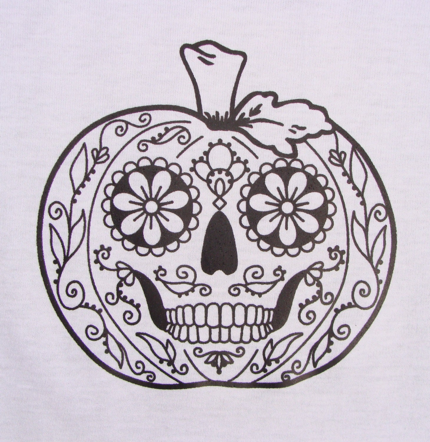 Pumpkin sugar skull transfers iron on heat press diy for t shirts totes adult coloring zendoodle color w markers halloween party favor