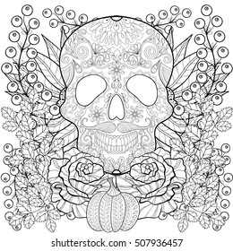 Day dead coloring pages royalty