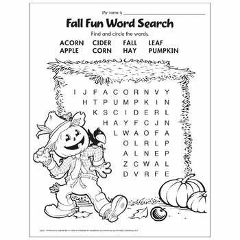 Fall pumpkin scarecrow word find word search coloring page free printable