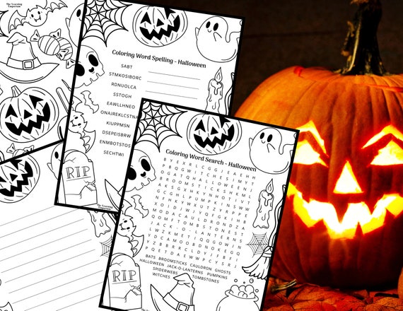 Halloween printable page bundle coloring word search activity sheets coloring sheets coloring pages puzzles word searches